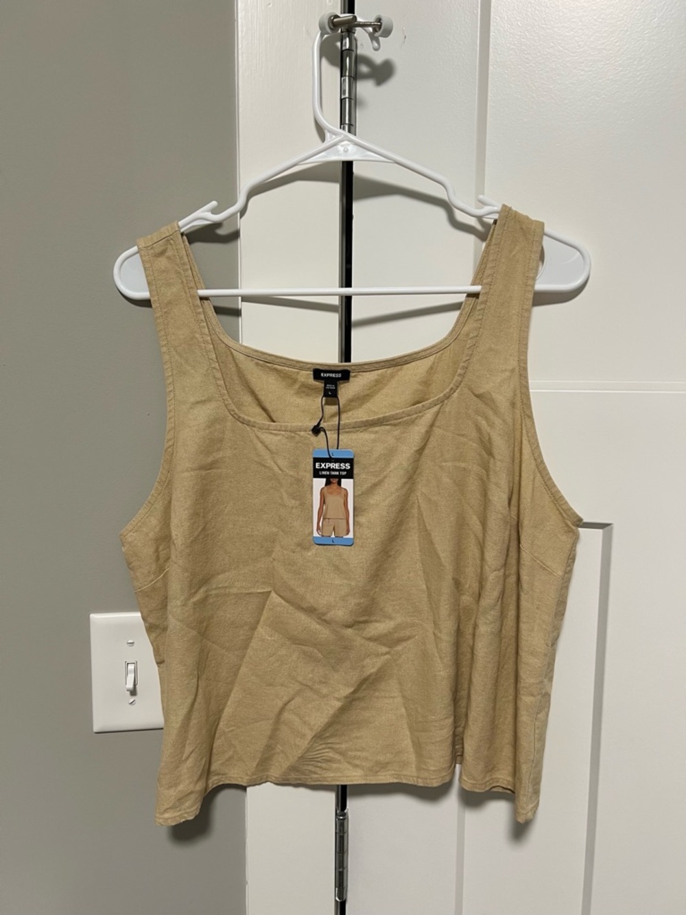 Express Linen-Blend Square Neck Tank Top